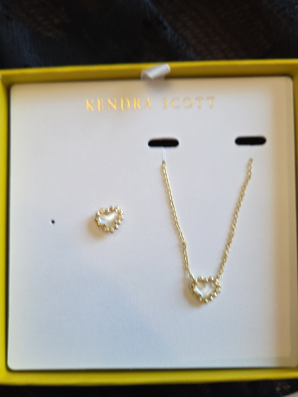 Kendra Scott Gold Heart Pendant Necklace with Heart Stud